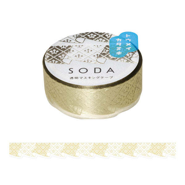透明マスキングテープ SODA 15mm（ホワイトゴールド箔×型抜き）CMTDH15-001 カーテン